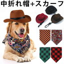 お洒落でかっこいいカウボーイセット ウェスタン帽 中折れ帽 ハット スカーフ ブロックチェック 犬服 コスプレ ドッグウェア フォーマル リンクコーデ ロック ...