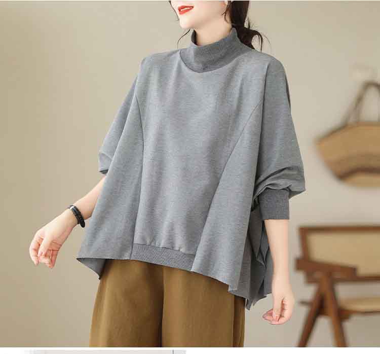 スウェット レディース トップス スエット トレーナー 長袖 モックネックドルマンスリーブ レイヤード ゆったり 春 秋 プルオーバー シンプル カジュアル ゆったり 体型カバー 個性派 着回し