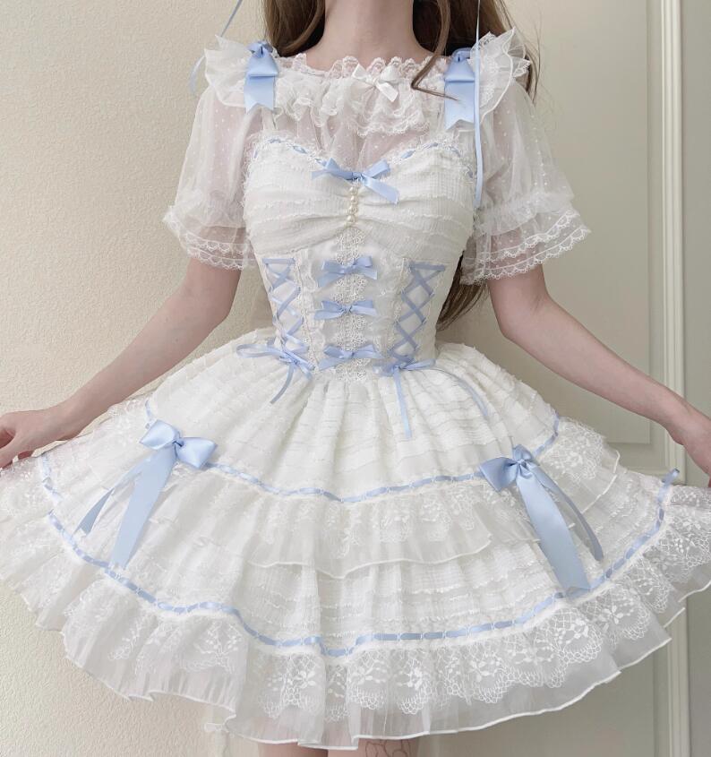 LOLITA ロリータ /メイド服/ブラック/喫茶店服/ワンピース　JSK OP ゴスロリ コスプレ メイド服 コスチューム 文化祭 学園祭 衣装 仮装 ハロウィン おすすめ 可愛い 日常　写真　舞台　花嫁　洋服　ハロウィーン　人形ドレス ティアードスカート バレエ Halloween　黒