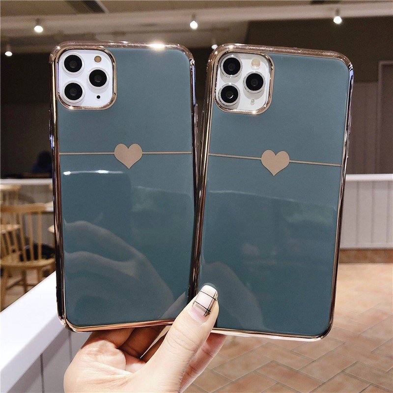 Rakuten - iPhone11 ケース iPhoneSE ケース iPhone11Pro ケース iPhone8 SE2 アイフォンカバー XR マックス iPhoneXS iPhoneXS Max ケース かわいい ネイビー ハート ブロンズ メッキ 大人シック おしゃれ ファッション