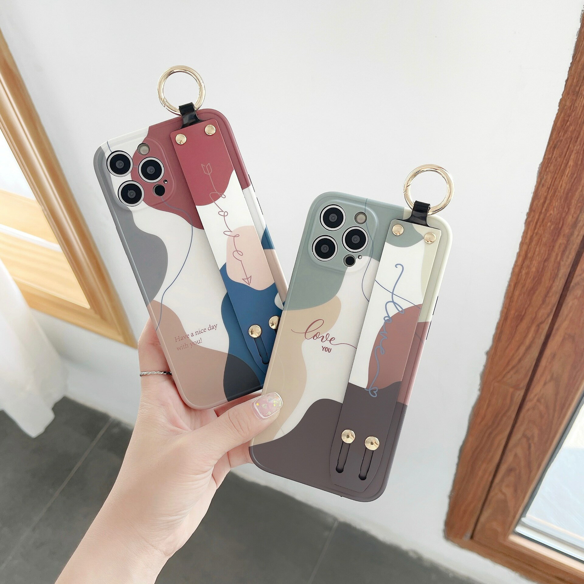 Rakuten - iPhone14 ケース iPhone14 Pro ケース iPhone13 ケース SE XR XS アイフォン12 ProMax 韓国 かわいい スマホケース おしゃれ 可愛い ベルト リング付き カラナビ スライドバンド スタンド ベージュ モランディカラー 北欧風