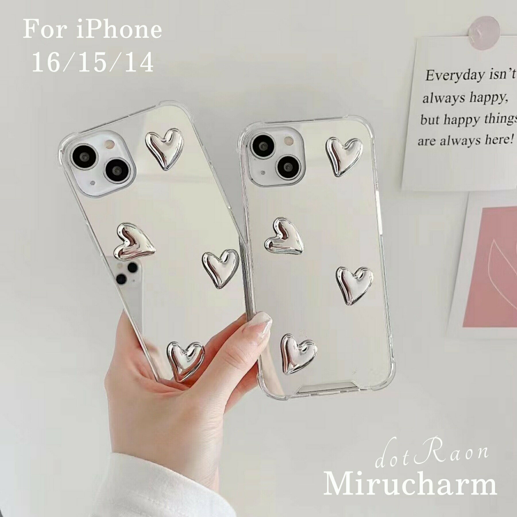 iPhone16 ケース iPhone15 ケース iPhone14 ケース iPhone13 ケース かわいい ハート キラキラ ミラー チャーム 韓国 iPhoneケース おしゃれ 耐衝撃 大人かわいい 可愛い 大人 女子 スマホケース