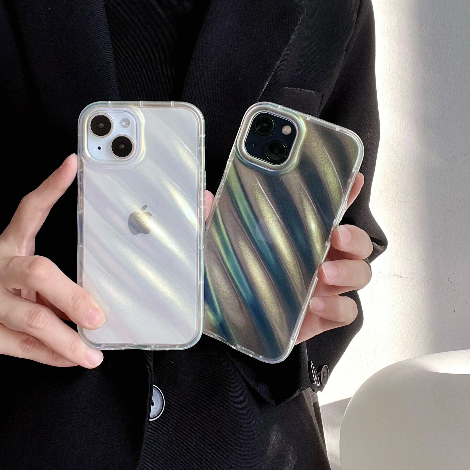 Rakuten - iPhone14 ケース iPhone14Pro ケース iPhone13 ケース iPhone12 ケース iPhone14ProMax Plus iPhoneケース かわいい 韓国 おしゃれ オーロラ ウェーブ ドーム 大人かわいい キラキラ さらさら 半透明 クリア エレガント