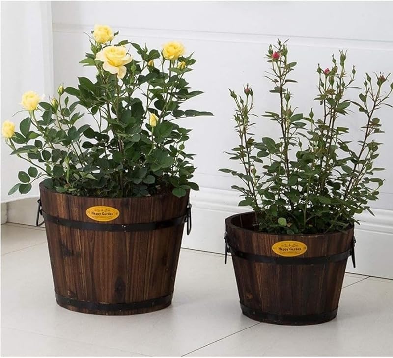 ウイスキーバケツプランター木製植木鉢 樽の植栽フラワーポットクリエイティブ フ...