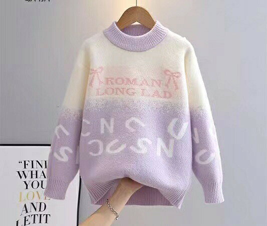 ニットセーター キッズ 子供服 トップス セーター ニット カジュアル 女の子 英文字 春 秋 冬 秋服 冬服 ゆったり 可愛い 丸首 長袖 ジュニア KUFC112(3色130-180）