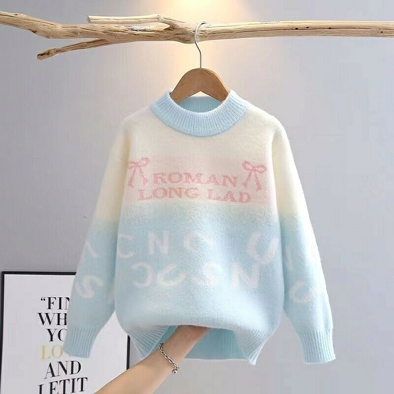 激安!フォーユー商店のニットセーター キッズ 子供服 トップス セーター ニット カジュアル 女の子 英文字 春 秋 冬 秋服 冬服 ゆったり 可愛い 丸首 長袖 ジュニア KUFC112(3色130-180）｜アングル3