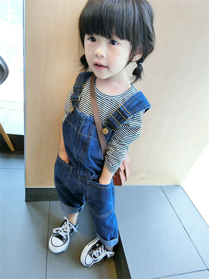 激安!フォーユー商店の子供服 オーバーオール キッズ デニム オールインワン 女の子 男の子 サロペット 韓国子供服 おしゃれ 80 90 100 110 120｜アングル2