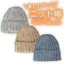 ニット帽 レディース ビーニー かわいい おしゃれ 暖かい あたたかい 秋冬 リブ編み カラーネップ ブルー ベージュ 帽子 ネコポス