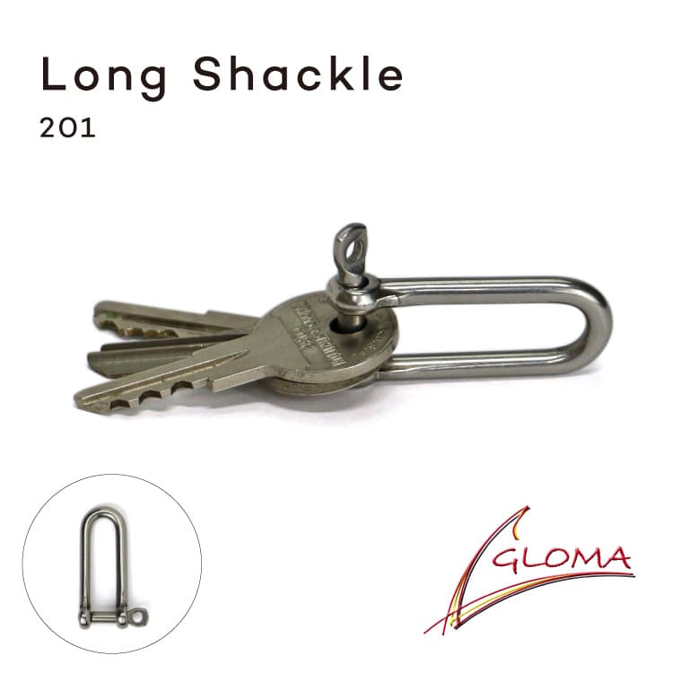 GLOMA Long Shackle 201 ロングシャックル201 ダブルリング付 スペイン ヨット マリン シンプル かっこいい かわいい 丈夫 耐久性 機能性 鍵 キーリング キーホルダー バッグ ツール フック メンズ 男性 ユニセックス ステンレススチール