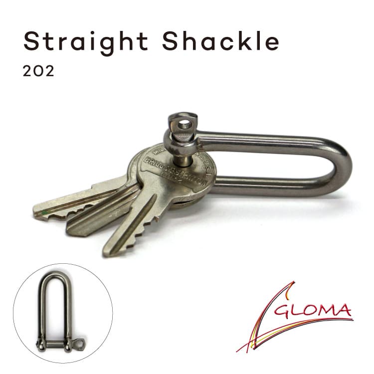 GLOMA Long Shackle 202 ロングシャックル202 ダブルリング付 スペイン ヨット マリン シンプル かっこいい かわいい 丈夫 耐久性 機能性 鍵 キーリング キーホルダー バッグ ツール フック メンズ 男性 ユニセックス ステンレススチール