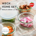 WECK HOME SET WE-S227 MOLD 230ml x4 SET ガラス容器 蓋 保存容器 ウェック シリコンキャップ ガラス キャニスター 瓶 保存容器 丸 モールド ホームセット シリコン蓋 ガラス蓋 食洗機 冷凍 オーブン 電子レンジ おしゃれ 保存瓶 食品 コンテナ(3)