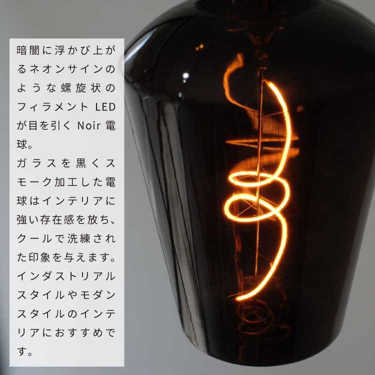 LED電球 Noir Edison Bulb LED E26 ノワール 調光器対応 4W 200lm 1800K 口金 E26 ...