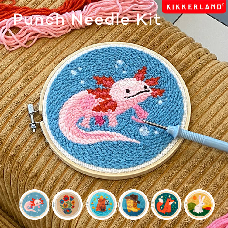刺繍キット 刺繍セット 初心者 図案付き パンチニードル スターターキット 手芸 簡単 かわいい KIKKERLAND キッカーランド Punch Needle Kit パンチニードルキット ニードルパンチ 【ネコポス便】