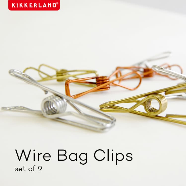 【ネコポス200円】【ポイント10倍】Wire Bag Clips ワイヤーバッグクリップ KIKKERLAND キッカーランド 9個セット KBC33 ワイヤークリ..