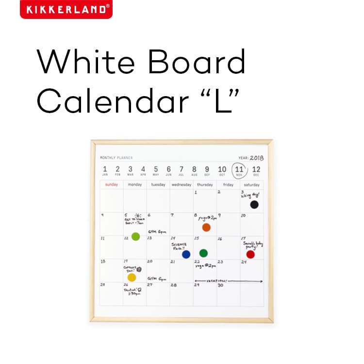 ホワイトボードカレンダー L 34 34cm キッカーランド KIKKERLAND White Board Calendar L マンスリーホワイトボード マンスリープランナー スケジュールボード カレンダー 月間 おしゃれ 壁掛け