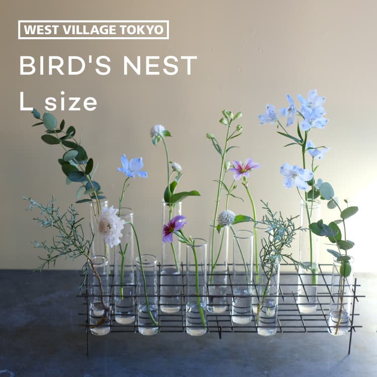 フラワーベース BIRD'S NEST L glass test tube vase バーズネスト L 一輪挿し 筒型 花瓶 花器 ガラス 試験管 アイアン ガラスチューブ..