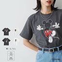 【Disney / ディズニー / ミッキーマウス】 トップス レディース Tシャツ 綿100 綿 半袖 クルーネック USAコットン シンプル カジュアル ゆ...
