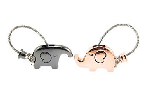 【送料無料】navire かわいい 小 象 の カップル キス ペア キーホルダー キーチェーン ブラック ピン..