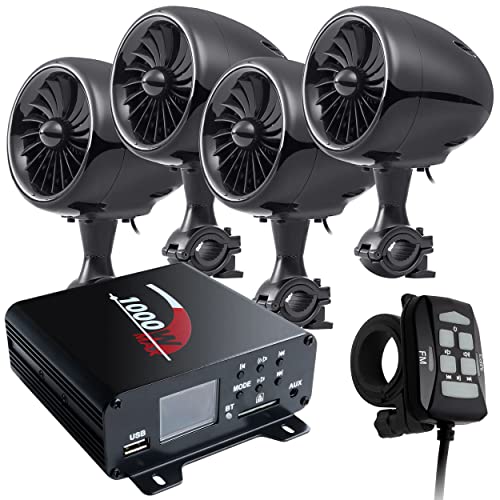 【送料無料】バイク用 オーディオ スピーカー 4ch 4台 最大1000W 小型 4チャンネル アンプ バイク 爆音 4インチ 防水 ブラック iPhone iPod MP3 アンドロイド スマホ スマートフォン ハーレー マジェスティ 125 PCS アドレス v125 v125g フォルツァ フュージョン マグザ