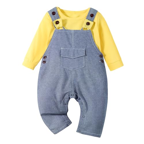 【送料無料】[Volunboy] ベビー服 男の子 春 秋 長袖 ロンパース サロペット 2点セット 赤ちゃん服 オ..