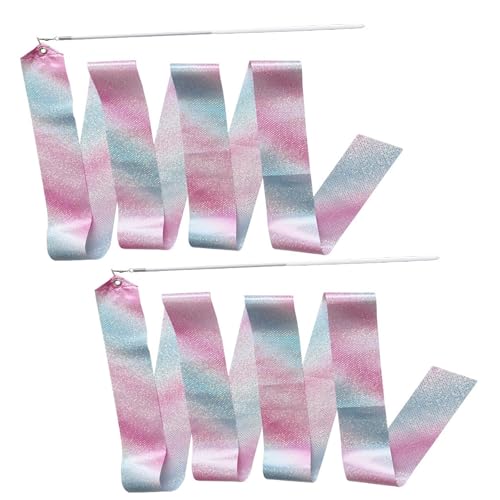 【送料無料】YANYULI 新体操 リボン バレエリボン ダンスリボン 2個セット 長さ2m フィットネスバンド スポーツ アウトドア 体操用具 競技用具 スポーツ用具