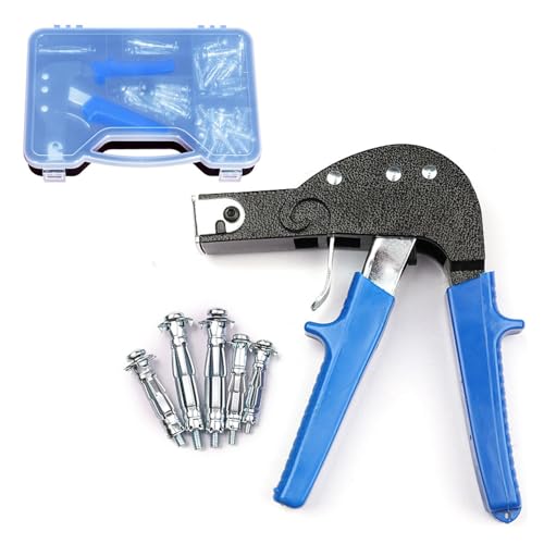 【送料無料】HYCDIYTS中空壁用アンカーガン ボードアンカー設置道具 73点 M4・M5中空壁用アンカーのセット石膏ボード ネジ固定設定ツール 合金鋼金属設定ツール 石膏壁 木製厚板壁用 収納ケース付き