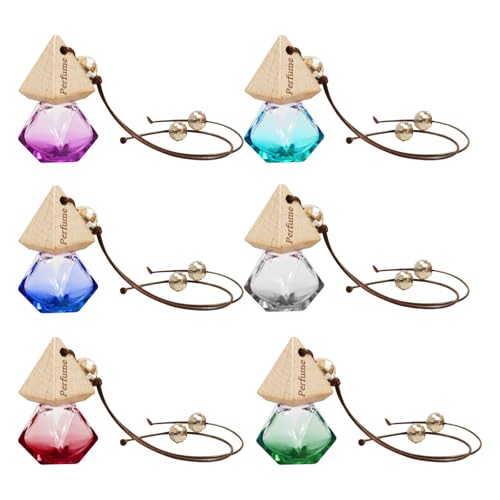 【送料無料】DIFEIUKI 車用香水瓶 カラー 吊り下げ式 木蓋 アロマ香水瓶 詰め替え ボトル カーディフュ..