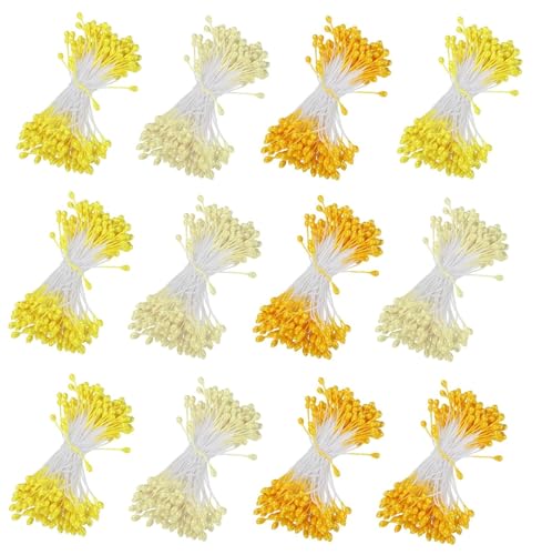 【送料無料】DIFEIUKI フラワーペップ 約1800本入 3色 イエロー パールペップ 造花用 人工花芯 造花 雄..