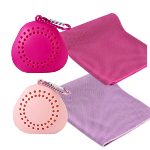 【送料無料】Rajjo 冷感タオル 2色セット ケース付き 熱中症対策 カラビナ付 軽量 速乾