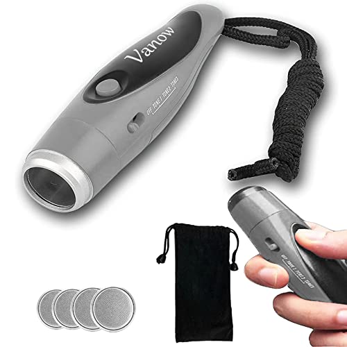 【送料無料】電子ホイッスル 電子笛 グレー 3種類ホイッスル音 大音量 120db ボタン電池 収納袋 日本語..