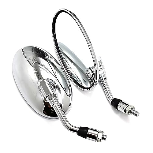 【送料無料】TIGRE BLANC オーバル バイク ミラー ショート 汎用 正ネジ 10mm 凸面 クリア 鏡 角度 調..