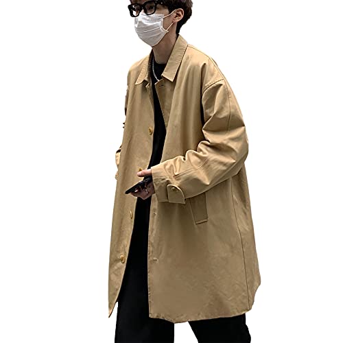 【送料無料】[YAYOKYA] トレンチコート メンズ ジャケット ビジネス 無地 テーラード スプリングコート カジュアル ロング丈 秋冬 防寒 薄手 コート