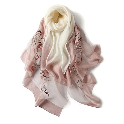 【送料無料】[ANMIDA] アンミダ 超薄手 大判ストール スカーフ マフラー ストール 花 ショール 刺繍 大..