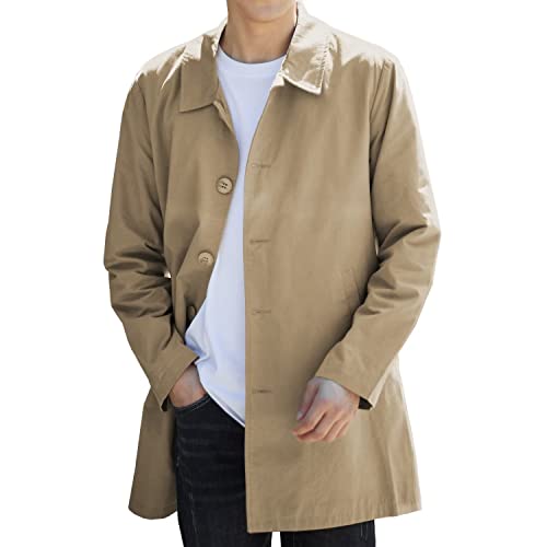 【送料無料】[VICALLED] [ビカルド] トレンチコート メンズ ジャケット ビジネスコート スプリングコート 秋 春 冬 おしゃれ ステンカラー ドロップショルダー 防風 無地 大きいサイズ 折り襟 スタンドカラー