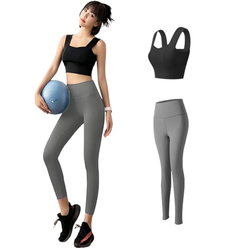 【送料無料】[Karsaer] ヨガウェア レディース スポーツウェア スリムフィット ハイウエストヨガパンツ タイツ お腹引き締め ヨガウェア上下セット おしゃれ 通気性 伸縮性 吸汗速乾 トレーニングウェア カップ付き ヨガの服 レディース ジムウェア A8127