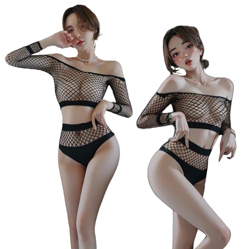 【送料無料】[YISMate] セクシー ランジェリー セクシー ボディストッキング 網タイツの上下セット 過..