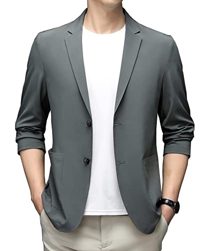 【送料無料】[TASOGARA] メンズ耐シワ性極薄アイスシルクスーツジャケット イスシルクスーツジャケット ブレザー メンズ カジュアル 長袖 吸汗 ブレザー 大きいサイズ 紳士 春 夏
