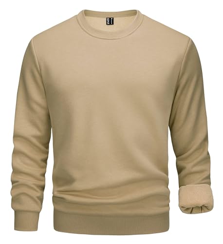 【送料無料】[TACVASEN] トレーナー メンズ フリース シャツ 秋冬服 薄い裏起毛 保温性 クルーネック トップス 無地 大きいサイズ スウェット 長袖 通勤 日常 アウトドアウェア 耐久性 丸首