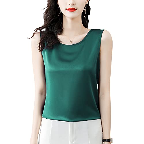 【送料無料】[Phorecys] タンクトップ レディース サテン ブラウス シルク ノースリーブ キャミソール トップス インナー シンプル カジュアル