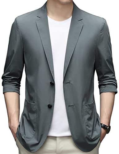 【送料無料】[Rortyno] 夏用 スーツジャケット メンズ 冷感 ストレッチ テーラードジャケット 極薄 ビジネスウェア サラサラ通気 日焼け止め カジュアルスーツ フォーマル 紳士ブレザー ボタン ポケット付き 通勤アウター 無地