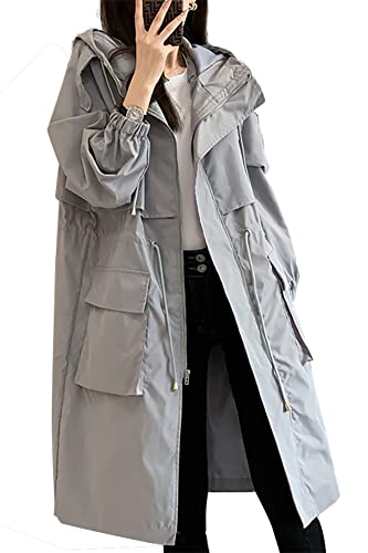 【送料無料】[Chubikime] アウター ジップアップ コート レディース ジャケット フード付き トレンチコート ロング丈 スプリングコート 秋 冬 春