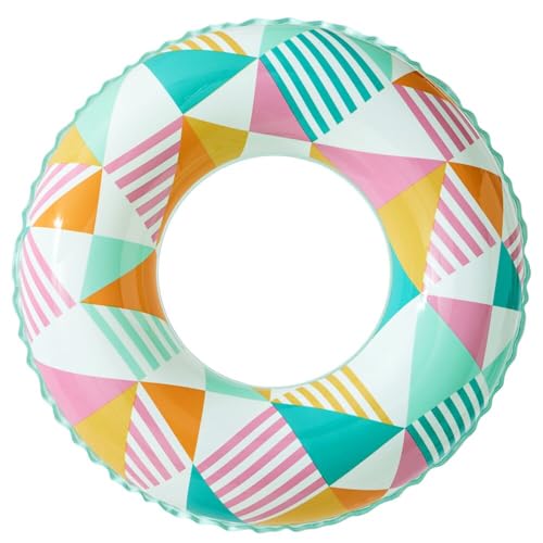 【送料無料】Siyzda 浮き輪 大人用 うきわ かわいい カラフルな三角形のパターン 直径80cm 浮輪リング..