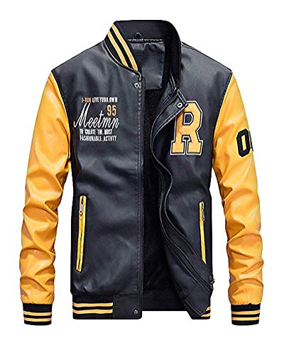 【送料無料】[Minesam] スタジャン メンズ コート 合皮 ライダース メンズ ジャケット 春秋 スポーツアウター 薄裏起毛 防寒 大きいサイズ