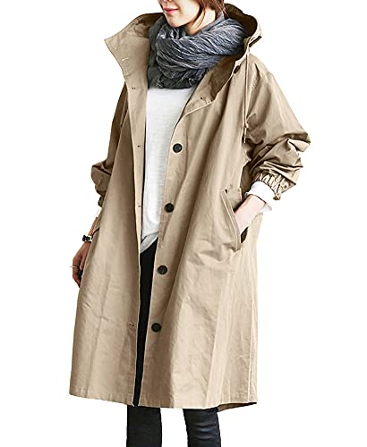 【送料無料】[MaxWant] トレンチコート レディース スプリングコート アウター コート 春服 カジュアル 通勤 ゆったり ロング丈 フード付き