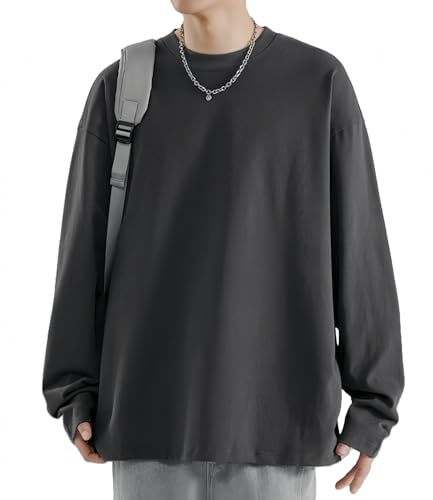 【送料無料】[Meritailor] 長袖tシャツ メンズ 綿100% ロングtシャツ 丸首 無地 ロングスリーブ Tシャツ 大きいサイズ 長袖 ロンt 秋服 トップス インナーシャツ 丸首 カットソー ゆったり ティーシャツ インナーシャツ