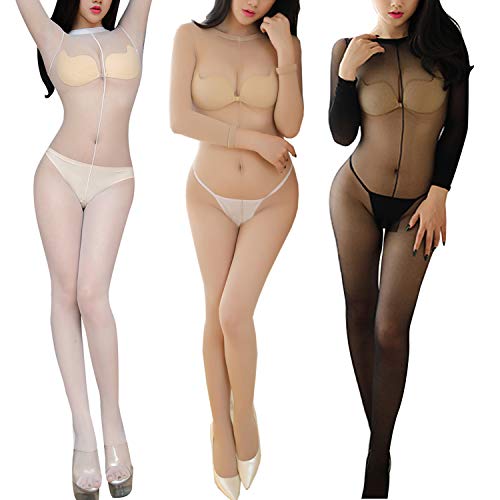 【送料無料】[Byuuu] ボディストッキング セクシー ランジェリー 穴あき 長袖 クルーネック ボディタイ..