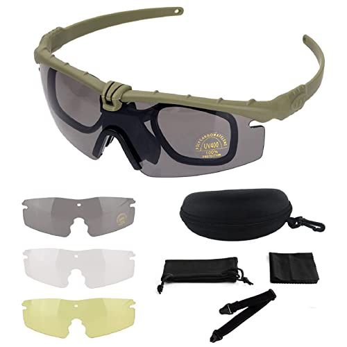 【送料無料】[FOCUHUNTER] スポーツサングラス ゴーグル サイクリンググラス 運動メガネ 3色レンズセッ..
