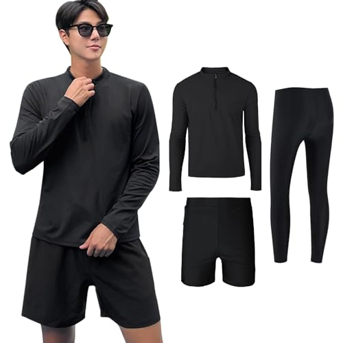【送料無料】[Adigaber] ラッシュガード メンズ 水着 3点セット 上下 フィットネス 長袖 パーカー レギ..
