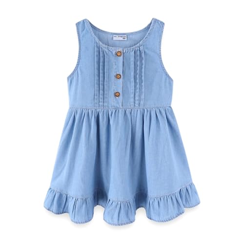 【送料無料】[LittleSpring] ノースリーブ ワンピース キッズ デニム ジャンパースカート 女の子 フリ..