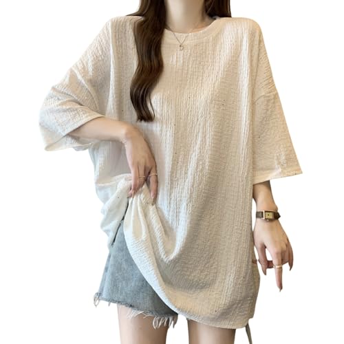 【送料無料】[7-livehouse] tシャツ レディース 半袖 ロングtシャツ スパンコール付き ティーシャツ ト..